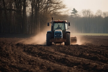 Fototapeta premium tractor in the field created with Generative AI technology