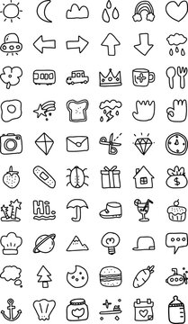 Kid and adventure hand drawn 60 icon bundle