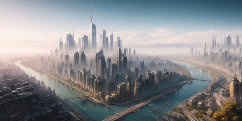 City with skyscrapers, generative AI