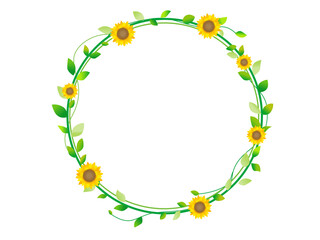 ひまわりと葉っぱのリース