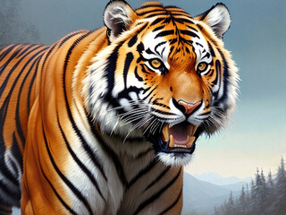 Fototapeta na wymiar Digital image of a tiger, generative AI