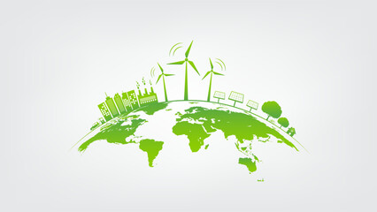 Green city, Earth day, World environment day and sustainable development concept, vector illustration