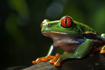beautiful red eyed tree frog on a leaf