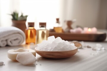 Fototapeta na wymiar salt treatment spa on the table