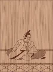 木彫り風百人一首　河原左大臣