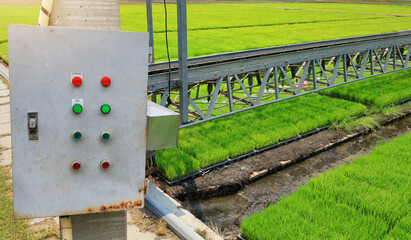 Control cabinet of large watering machines used in farms, agriculture industry.