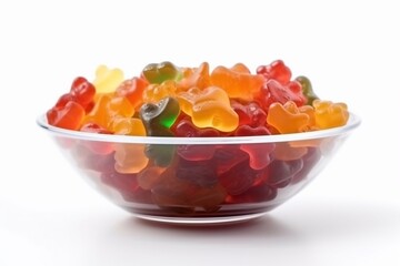 Fototapeta na wymiar a bowl of gummy candy isolated on white