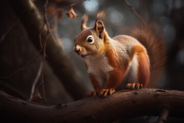 Fototapeta premium red squirrel on the tree