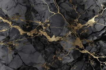 Gray marble with gold vains extract background