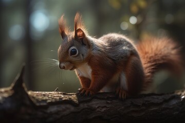 red squirrel on the forest