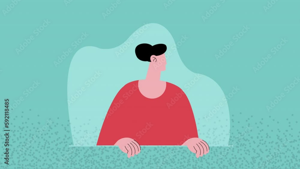 Poster man seated profile character animation