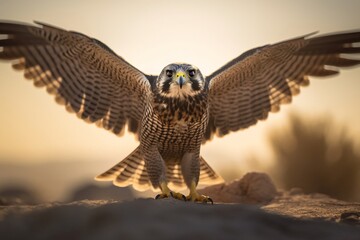 portrait of a flying eagle stalking its prey