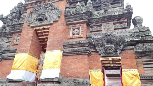 Balinese Temple Architecture Entrance Door at Batubulan Gianyar Bali Indonesia Hindu Structure, Pura Puseh