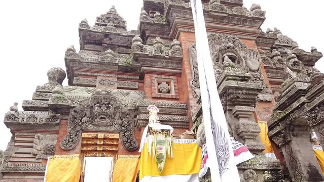 Temple Entrance Gate Architecture in Bali Indonesia Balinese Hindu Bulding of Worshiping and Religious Ceremonies, Pura Puseh Batubulan