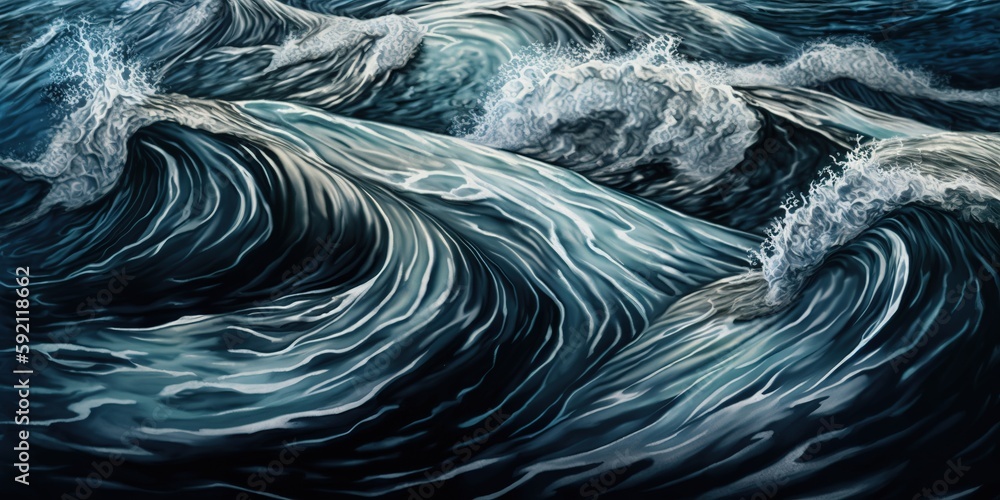 Poster lake waves' texture as the wind is blowing across it generative ai