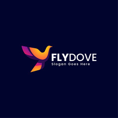 Vector Logo Illustration Fly Dove Gradient Colorful Style