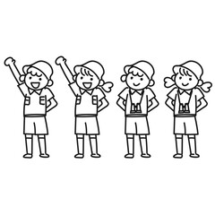 探検隊の男の子と女の子のポーズセット