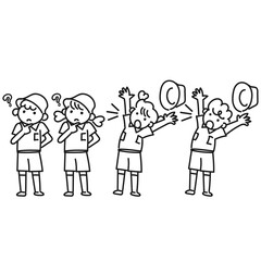 探検隊の男の子と女の子のポーズセット