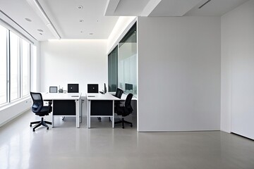 Modern luxury white office, generative ai