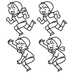 探検隊の男の子と女の子のポーズセット