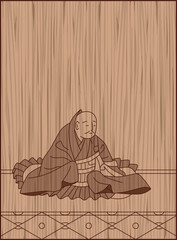 木彫り風百人一首　道因法師