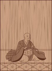 木彫り風百人一首　西行法師