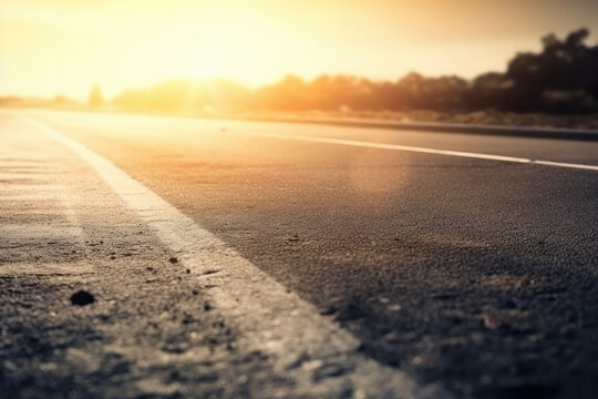 sunset on the road created with Generative AI technology