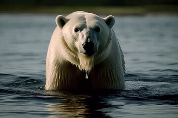 Obraz na płótnie Canvas polar bear in the region at clima crisis created with Generative AI technology