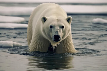Naklejka premium polar bear in the region at clima crisis created with Generative AI technology