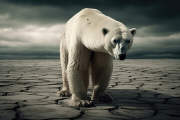 Obraz na płótnie Canvas polar bear in the region at clima crisis created with Generative AI technology