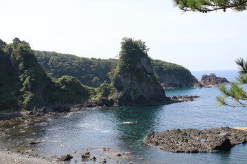 能登半島の風景、奇岩。能登金剛 巌門。