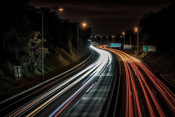 traffic at night created with Generative AI technology