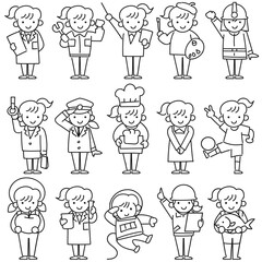 様々な職業の格好をした女の子