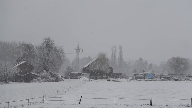 Snow day in Country side Europe