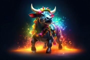 Bull Funky Party Goer Ready To Party Generative AI