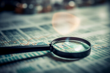 Magnifying glass search of investing and stock market - ai
