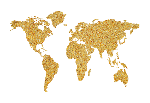 World map on transparent background.