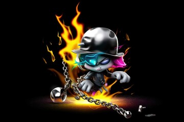 Cat Hip Hop Party Goer Having Fun Generative AI