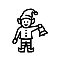 elf cute xmas line icon vector illustration