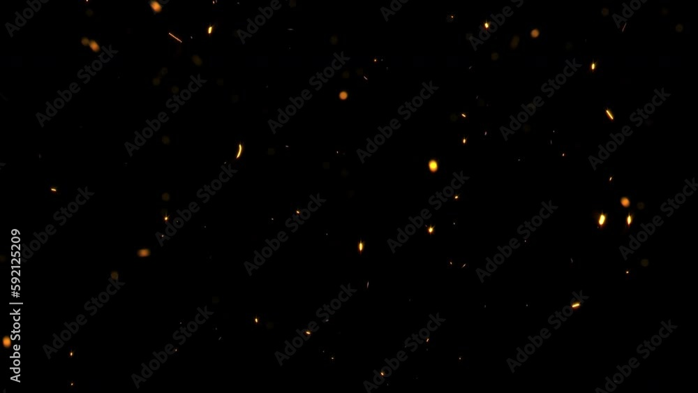 Poster abstract seamless loop animation glow orange particles fire ash sparks rising up on black background