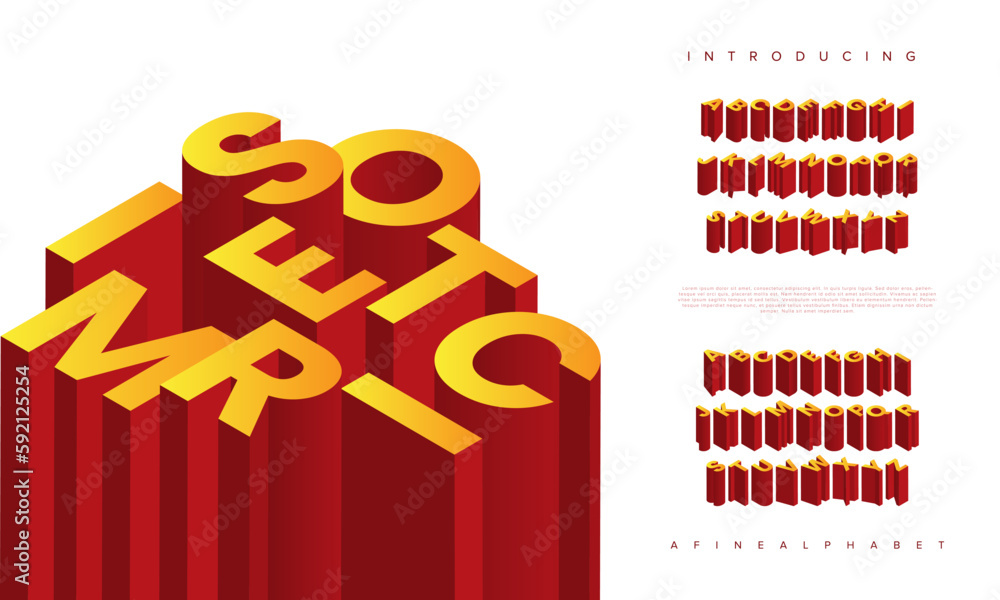 Fototapete simple isometric font display typeface. typography a to z minimal design. vector illustration of wor