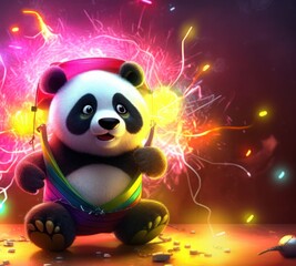Panda Bear Rap Music Party Goer Ready To Dance Generative AI
