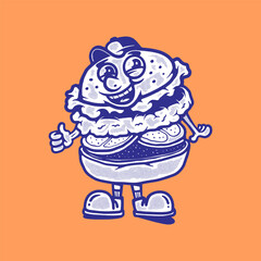 Hand drawn burger retro illustration