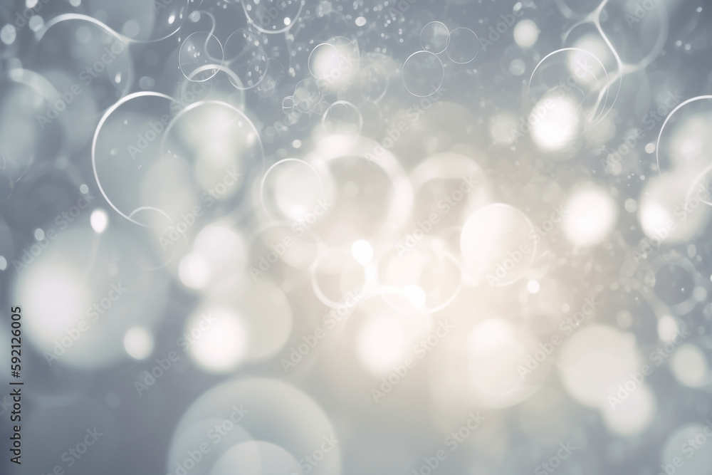 Poster abstract white bokeh blur background texture transparent overlay circle dots pattern, generative ai