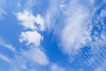 Blue sky panorama background with tiny clouds.