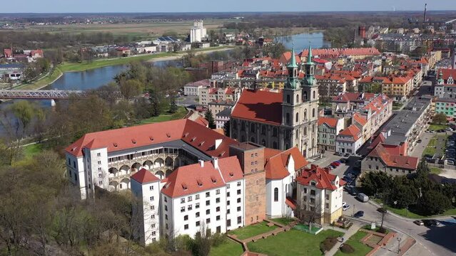 Castle and museum of the Silesian Piasts in Brzeg, Poland. View from above.