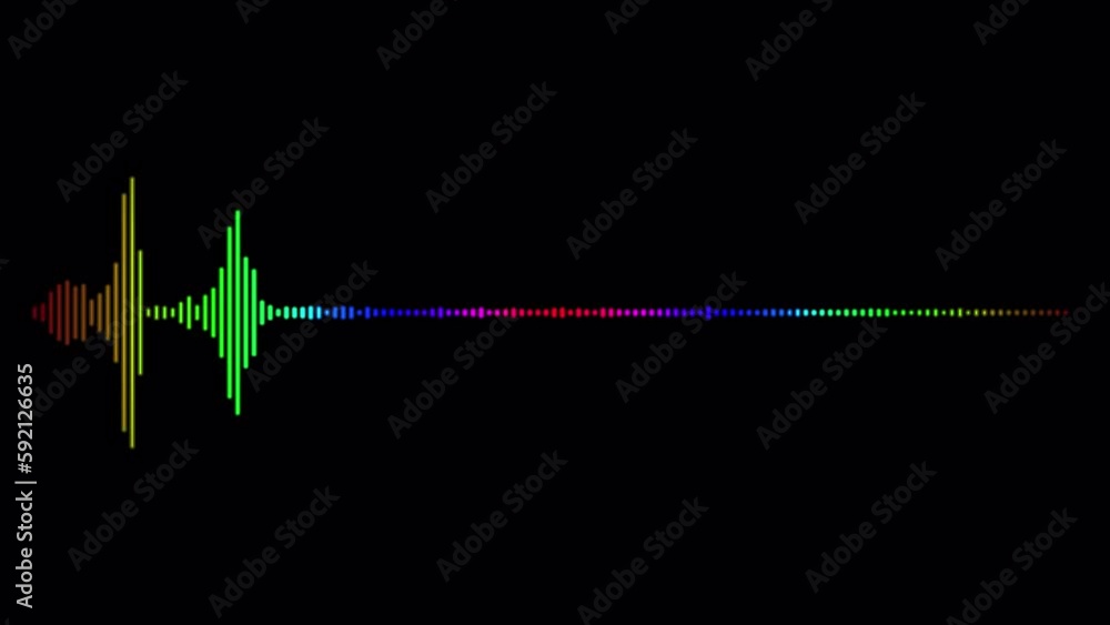 Poster audio spectrum, colorful double side glowing waveform, animation, a sound waveform with alpha channe