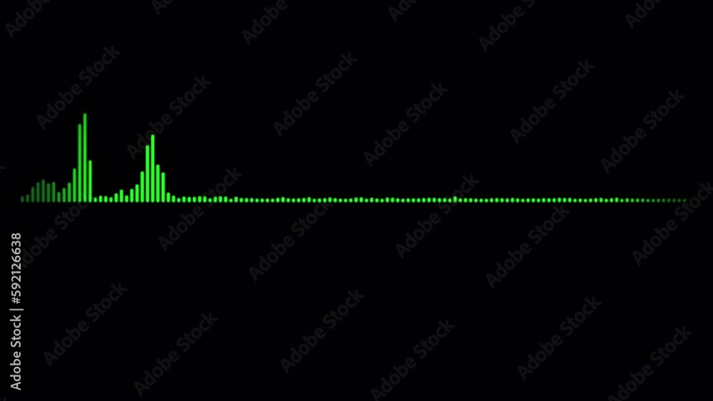 Poster audio spectrum, green single side glowing waveform, animation, a sound waveform with alpha channel. 
