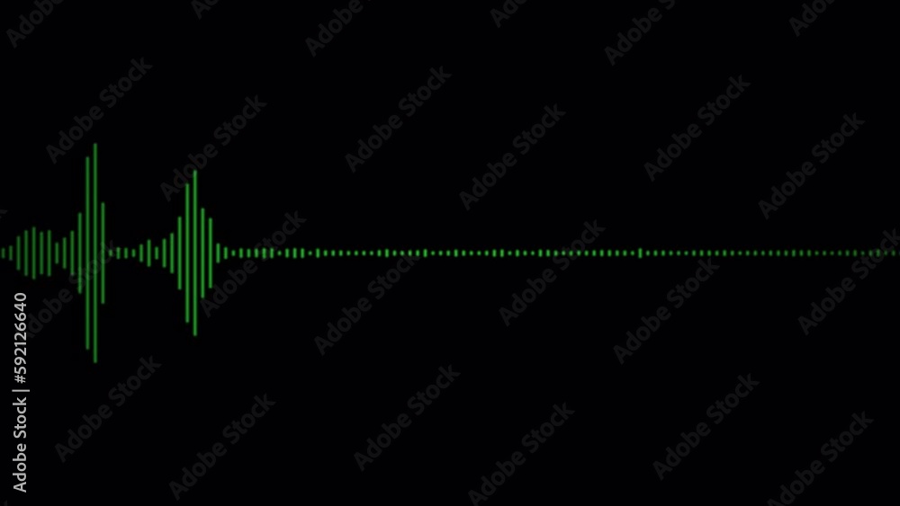 Poster audio spectrum, green double side waveform, animation, a sound waveform with alpha channel. audio si