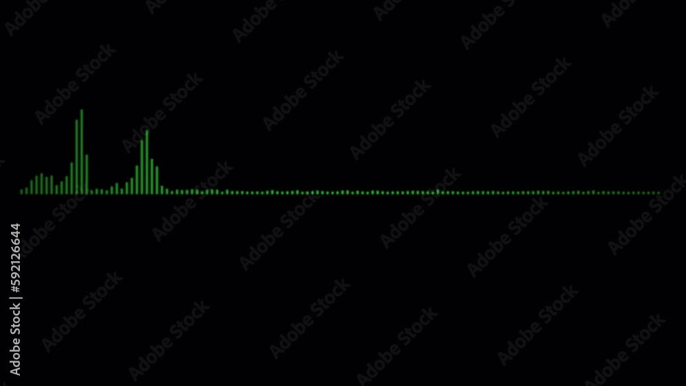 Poster audio spectrum, green single side waveform, animation, a sound waveform with alpha channel. audio si